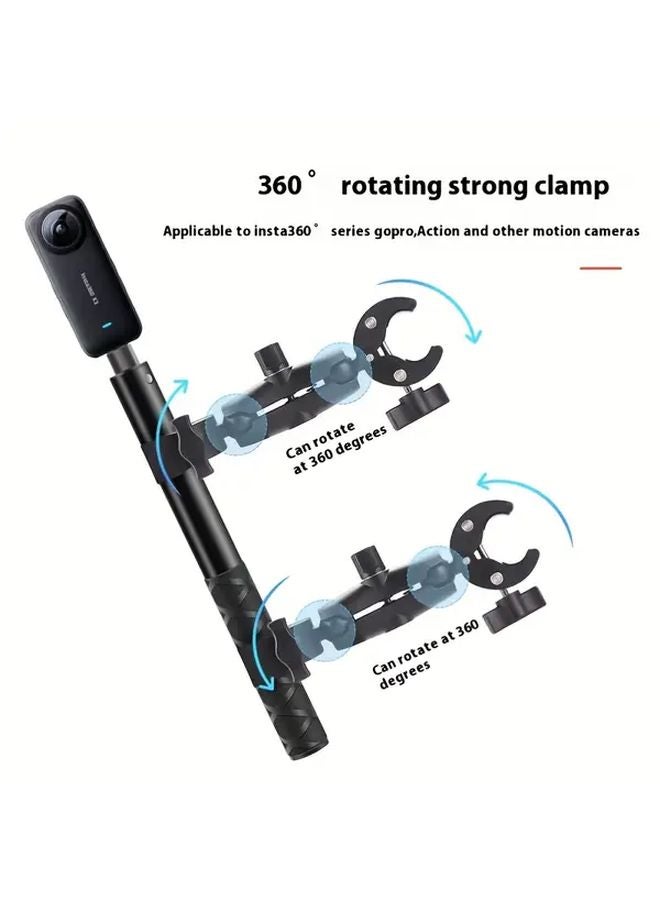 Motorcycle Bracket Double Head Clamp With 47.24 Inch Selfie Stick For Sports Camera X4 X3 - Image 3